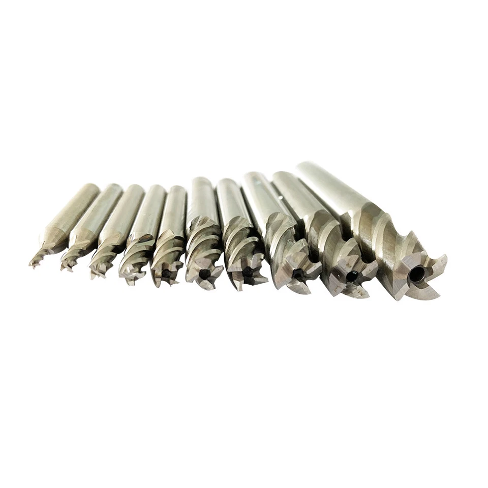 10Pcs/set 2-12mm HSS Straight Shank 4 Flute Cutter End Mill CNC Drill Bit Tool - Image 3 of 4