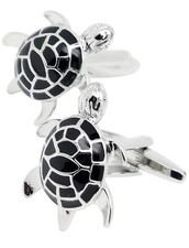 Men's Cuff Links for French Black Turtle Tuxedo Shirt Stainless Brass Metal S...