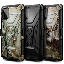 For Motorola Moto G Stylus (2021), Holster Belt Clip Stand Case + Tempered Glass