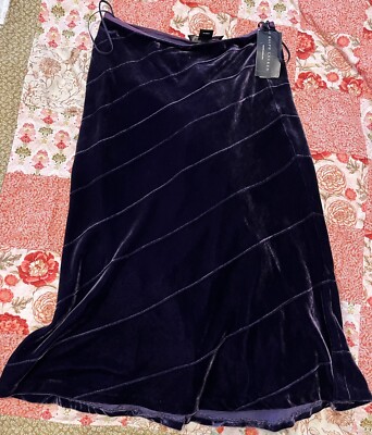 Ralph Lauren Black Label Size 2 Velvet Midi Skirt Some Stretch Viscose Silk