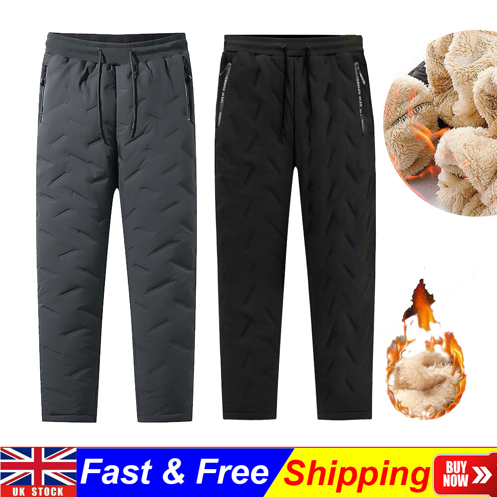 SAOLA Mens Thicken Warm Faux Fur Lined Casual Sport Pants Joggers Trous Winter