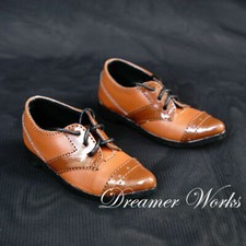 1/4 1/3 BJD Pointed-toe Spliced Leather Shoes Doll Suit Shoes Lace-up Brown Male