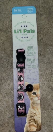 Li’l Pals One Size Kitten Collar Pink Skulls With Bell