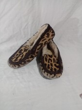 UGG Australia Suede Alloway Sz 6 Brown Loafer Flats Shearling Fleece Slippers