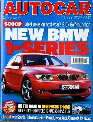 AUTOCAR MAGAZINE 11-JUN-03 - BMW 318Ti, Alfa 147, Audi A3 FSi, Ford Focus C-Max