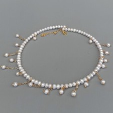 17" Freshwater Cultured White Pearl Choker Necklace
