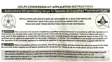 Grlp5 - Original Gas Lpg Conversion Kits For Frigidaire Gas Ranges