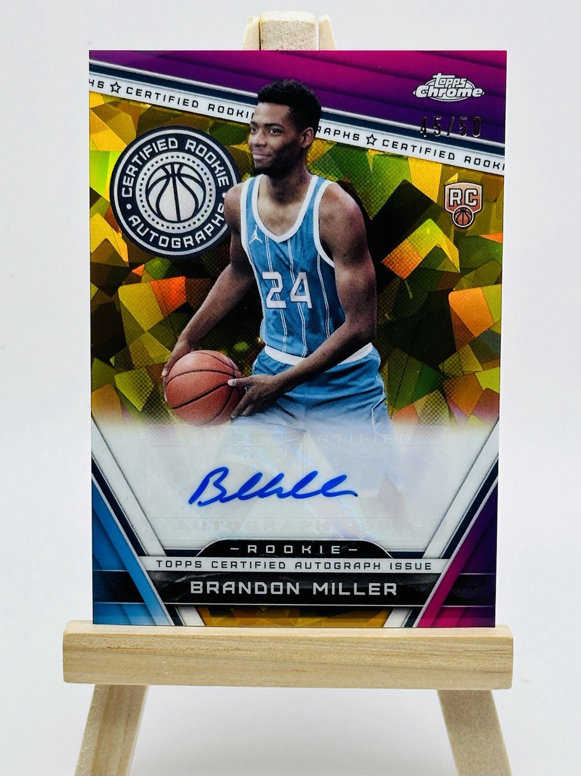 2023-24 Topps Sapphire -Brandon Miller -Certified Rookie Auto  Gold Sapphire /50