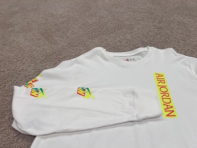 Nike Air Jordan Jumpman Classics long sleeve white volt neon green t shirt  L 23