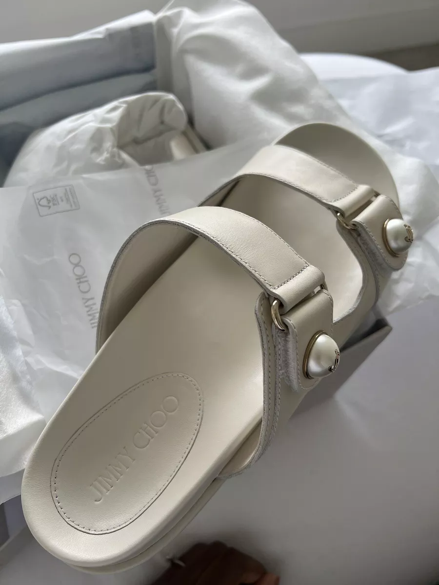 Jimmy Choo Fayence Pearl-Embellished Slip-On Sandals