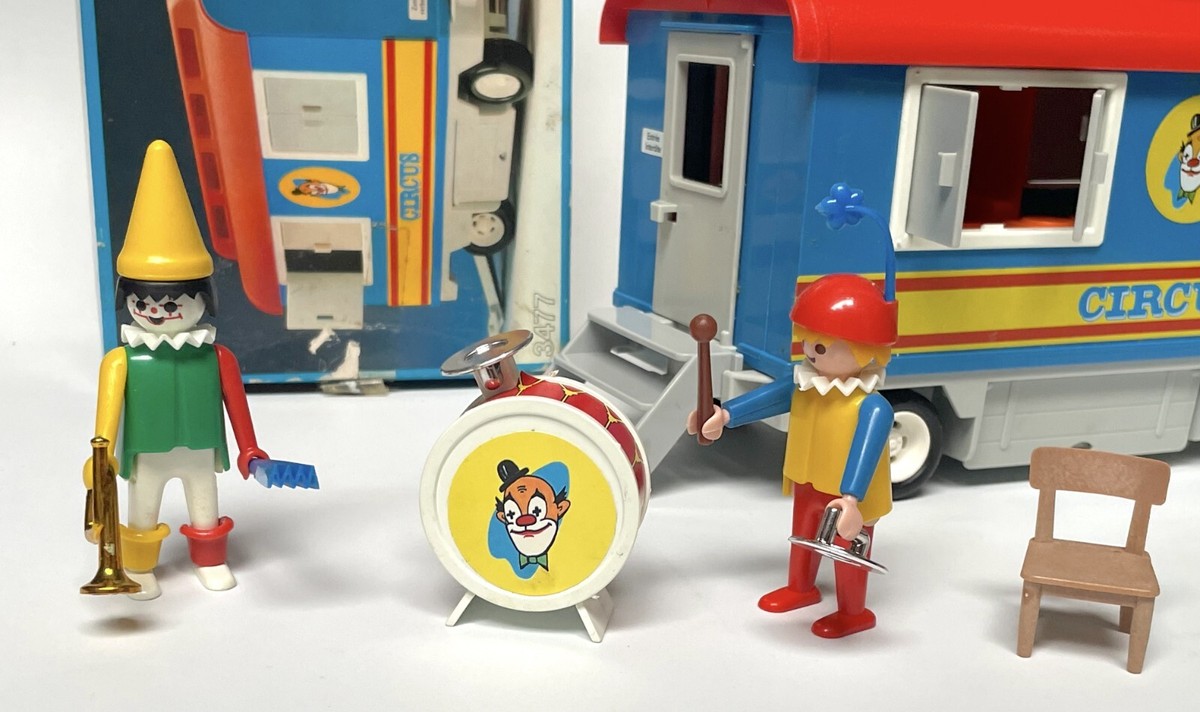 Playmobil 3477 Cirque – Caravane Roulotte Et Clowns De 1982 – Complet Et TBE