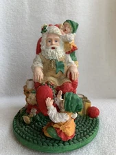 Vtg Santa Claus Cheryl Ann 1994 Elves Teddy Bears Coffee Rug Christmas Figure