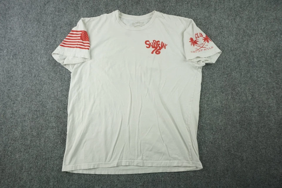 Camisa Estilo Grunt Hombres XL Blanca Estatua de la Libertad Surfin 76 Gráfico Manga Corta Foto 3 de 4