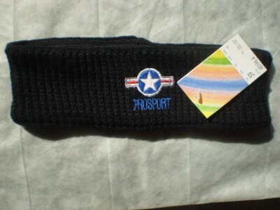 PROSPORT Stirnband in Schwarz Size 59 Strick - Stretch  ca. 8 cm Breit mit Etike