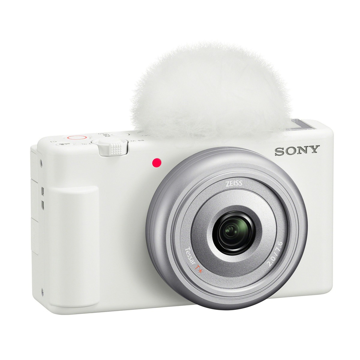 Sony Zv1F Vlog Camera White With Vlogger Shotgun Microphone
