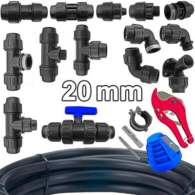 20 mm PP Fittings für PE Rohr Klemmverbinder Kunststoffrohr Verschraubung Winkel