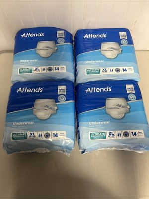 Attends Advanced Underwear Adult XL Heavy 58-68'' 4 Bags of 14 ct Incontinence