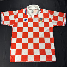 Vintage Croatia 1996 98 Home Jersey XL Lotto, Euro 96 World Cup Authentic