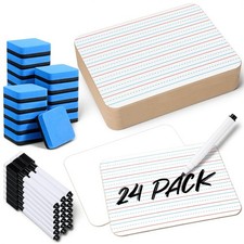 24 PCS Lined Small Dry Erase Lapboards 9x12 Inch Double Sided Markers Erasers