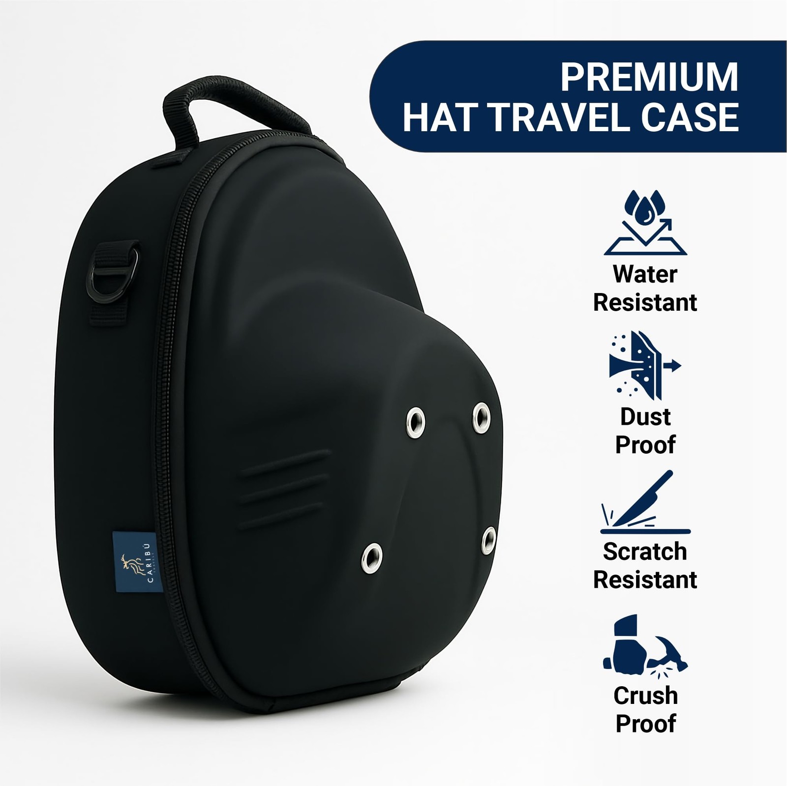 Hat Case with Headphone Case – Hard Hat Case for Baseball Caps with Handle & ...