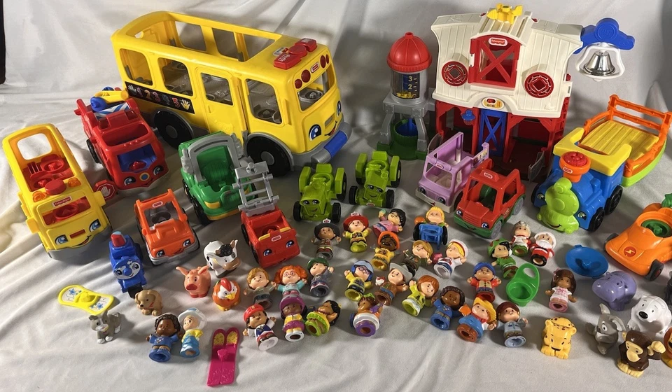 Huge Lot - Little People Toys Figurines Trucks Bus Fire 61 Pieces School Toddler - Image 2 of 4