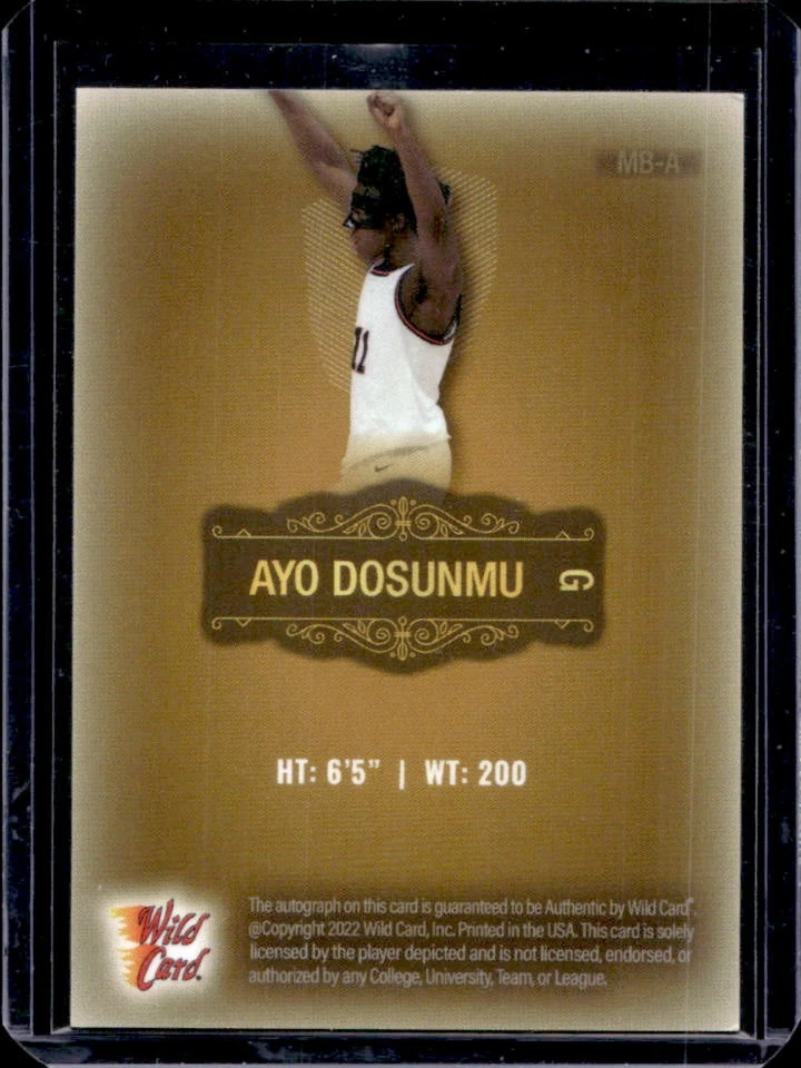 2022-23 Wild Card Matte Ayo Dosunmu Auto Gold / Red Foil #24/50 USA - Image 2 of 2
