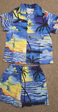 Palmwave Hawaii 100 Cotton Toddler Boys 2 Pc Shirt Shorts Set Blue Yellow Sz 2