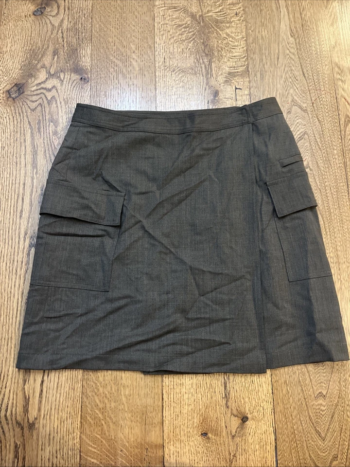 Calvin Klein 女式两件式裙套装,军用货物棕色羊毛,尺寸 6 & 8 — 第 2/4 张图片