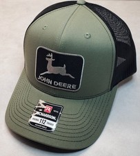 John Deere Black Patch on Richardson 112 Trucker Hat Snapback Loden/Black
