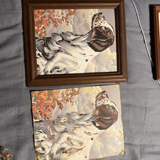 Vtg Finished  Framed Spaniel Cocker Paint by Number Puppy Dog Painting 9x11