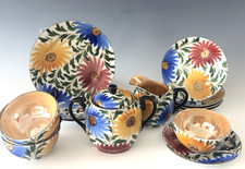 Vintage Lusterware Tea Set Tashiro Shoten 15 pc Flowers Japan Porcelain 1930s