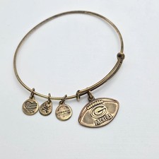 Alex Ani GREEN BAY PACKERS Football Bracelet Charm Bangle Brass Made In USA