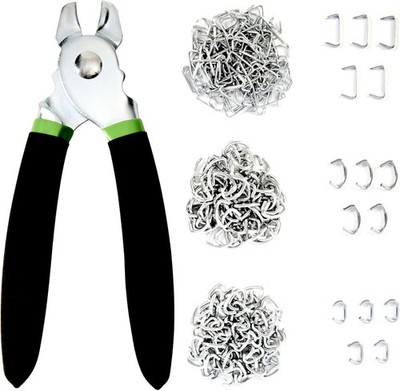 Straight Hog Ring Pliers Kit 240PCS 3/4 1/2 3/8 inch Upholstery Seat Cover Tool