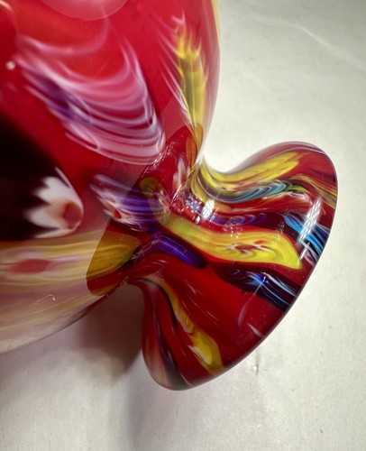Murano Millefiori Globe Orb Footed Free Standing Hanging Witch Ball - Red Blue - Picture 7 of 8