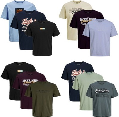 Jack Jones Herren T-Shirt 3er Pack Plus Big Size Übergröße 3 XL 4 XL 5 6 7 8 XL