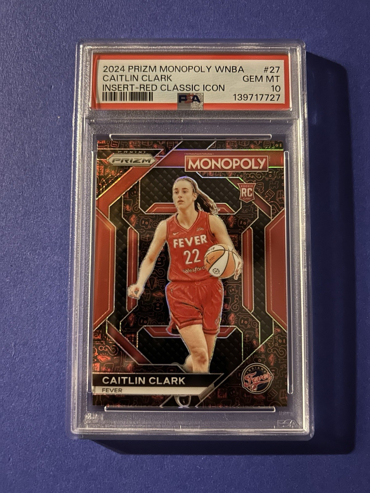 2024 Prizm Monopoly WNBA Caitlin Clark Insert Red Classic Icon #27 PSA GEM MT 10