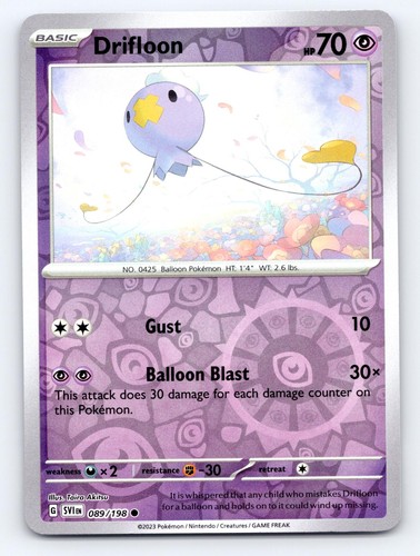 Drifloon 089/198 Common Scarlet & Violet Pokemon Reverse Holo Lightly Played