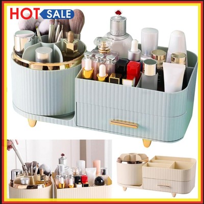 Cosmetics Display Box Makeup Storage Box 360 Rotating with Drawer Large Capacity