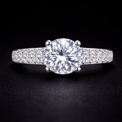 4Ct Solitaire Women s Silver Round Ring Lab-Created 14K White Gold Plated
