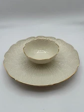 Vintage LENOX  Greenfield Collection CHIP AND DIP Server w/ Gold Trim - CLASSIC