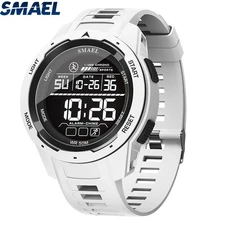 SMAEL Men Digital Watch Boy Stopwatch Military Wristwatch Male White Sport Watch