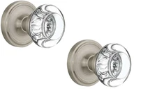 Nostalgic Warehouse Classic Rosette Round Clear Crystal Glass Knob Privacy 2.75"