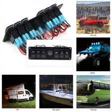 6-Gang 12V LED Light Switch Control Panel Voltmeter USB Charger Car Boat Truck!