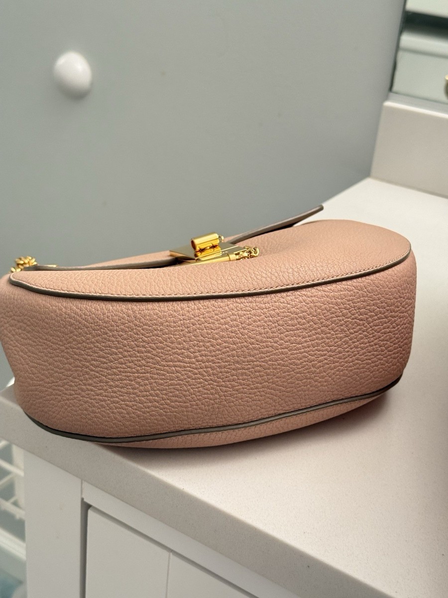 Chloé Pink Leather Women's Shoulder Bag Gold Chain Lock Designer