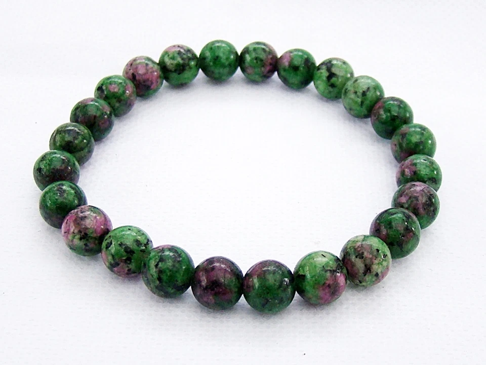 Pulsera de piedras preciosas naturales para hombre de 8 pulgadas Unakite cuentas elásticas de 8 mm Foto 3 de 3