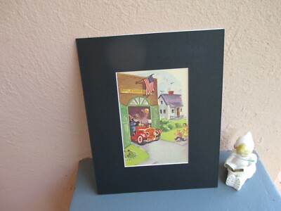 vintage illustration of Number 9 Fire Engine by Eleanor Corwin 1950