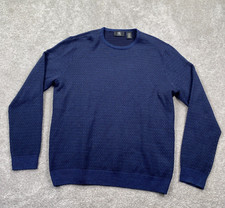 Calvin Klein Men's Crew Neck Merino Wool Knit Pullover Sweater Size L Navy Blue