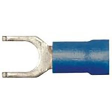 Vinyl Insulated Blue Flange Spade Terminal 16-14 Gauge #6 Stud - USA - 100 Pack