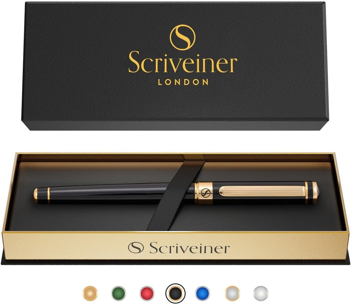 Rollerball Pen - Stunning Luxury Pen with 24K Gold Finish, Black Lacquer