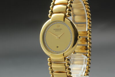 Near MINT] Raymond Weil 5353 30mm Unisex gold Quartz Date watch